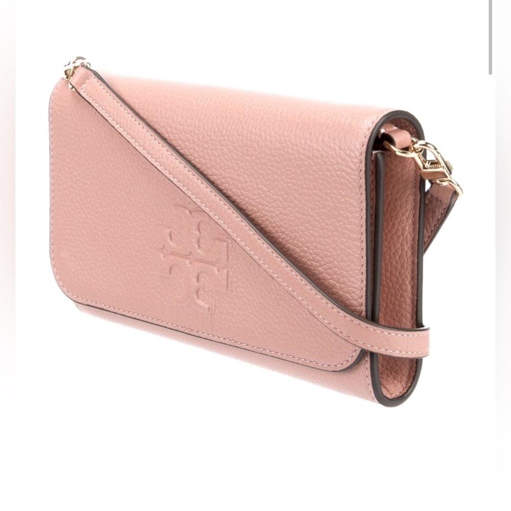 NWT! Tory Burch Thea Flat Wallet Pebbled Leather Crossbody Bag with Flat Wallet